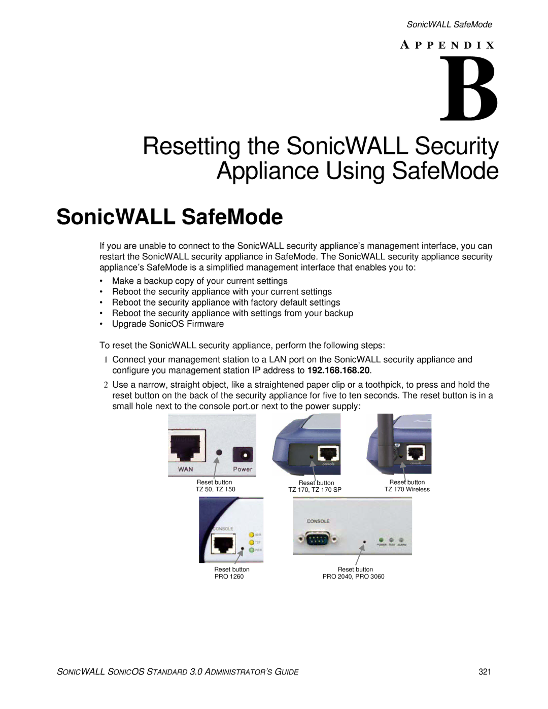 SonicWALL manual SonicWALL SafeMode, 321 