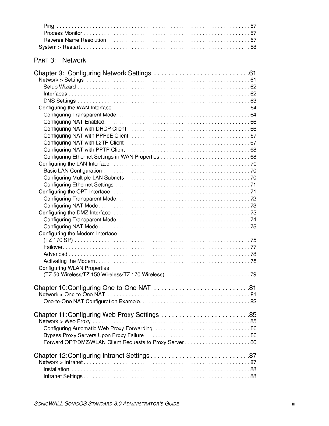 SonicWALL manual Part 3 Network 