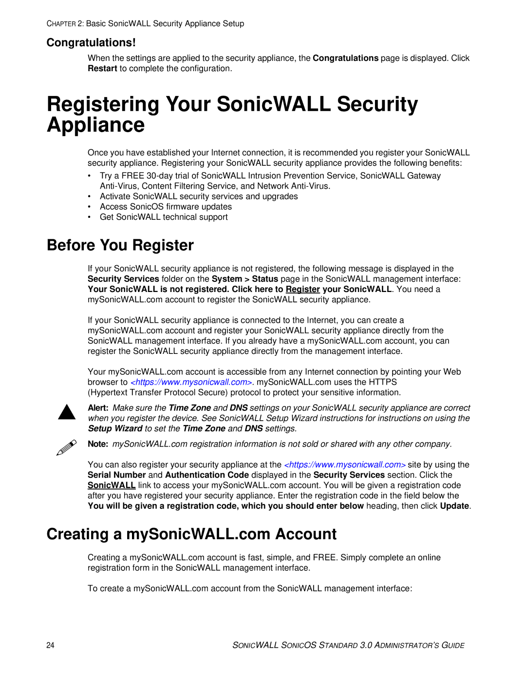 SonicWALL 3 manual Registering Your SonicWALL Security Appliance, Before You Register 