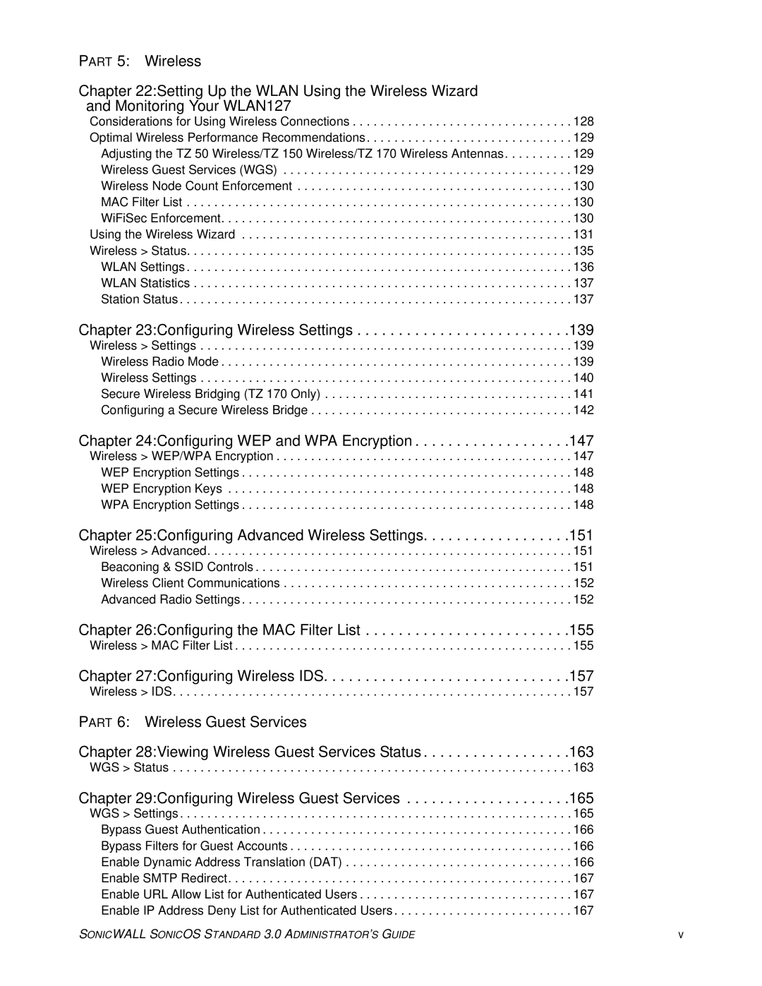 SonicWALL 3 manual Part 5 Wireless 