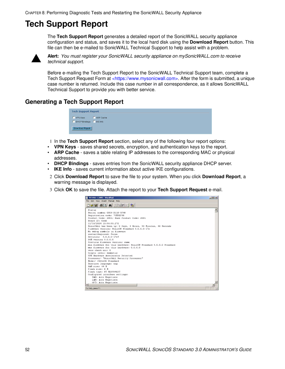 SonicWALL 3 manual Generating a Tech Support Report 