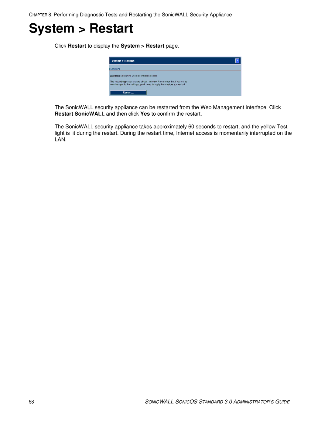 SonicWALL 3 manual System Restart 