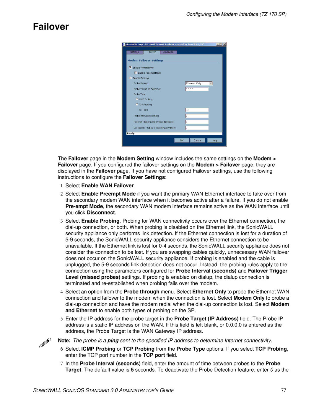 SonicWALL 3 manual Select Enable WAN Failover 