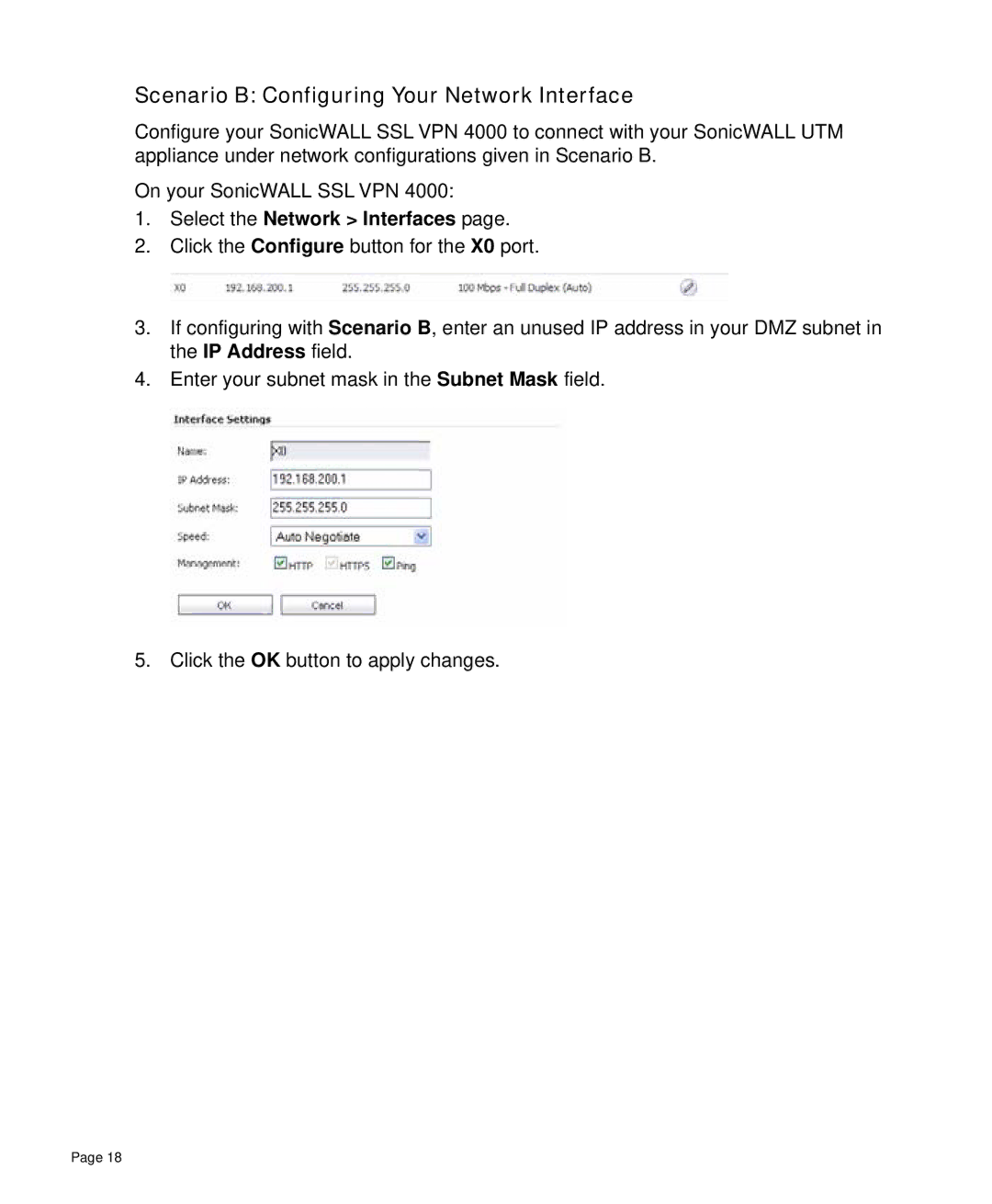 SonicWALL 4000 manual Scenario B Configuring Your Network Interface, Select the Network Interfaces 