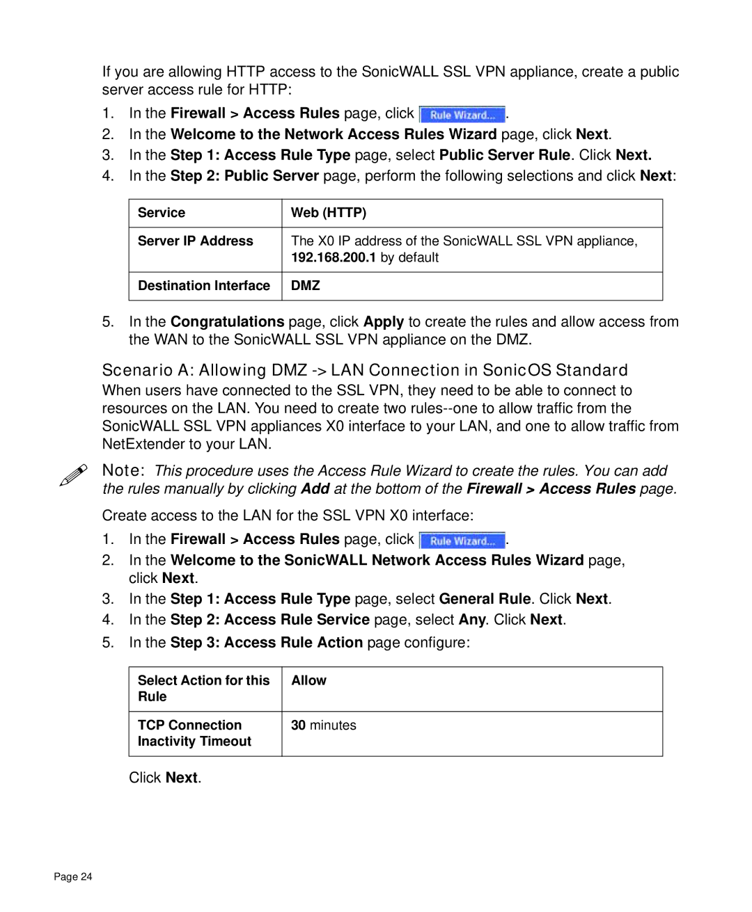 SonicWALL 4000 manual Scenario a Allowing DMZ LAN Connection in SonicOS Standard 