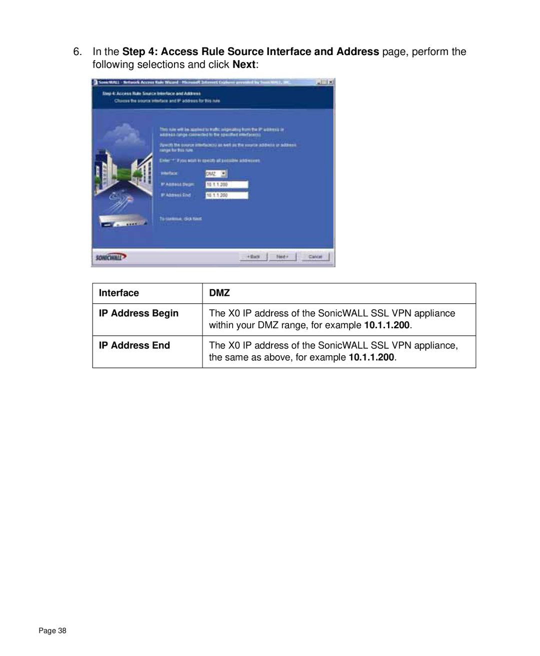 SonicWALL 4000 manual IP Address Begin 