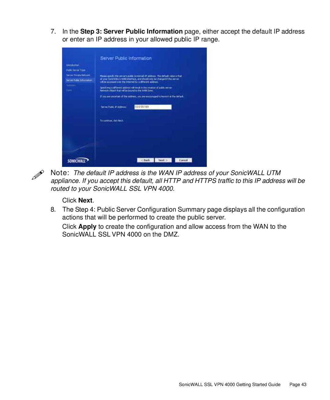 SonicWALL manual SonicWALL SSL VPN 4000 Getting Started Guide 