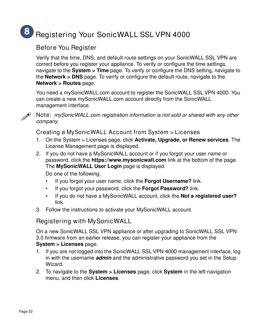 SonicWALL 4000 manual  Registering Your SonicWALL Sslvpn, Before You Register, Registering with MySonicWALL 