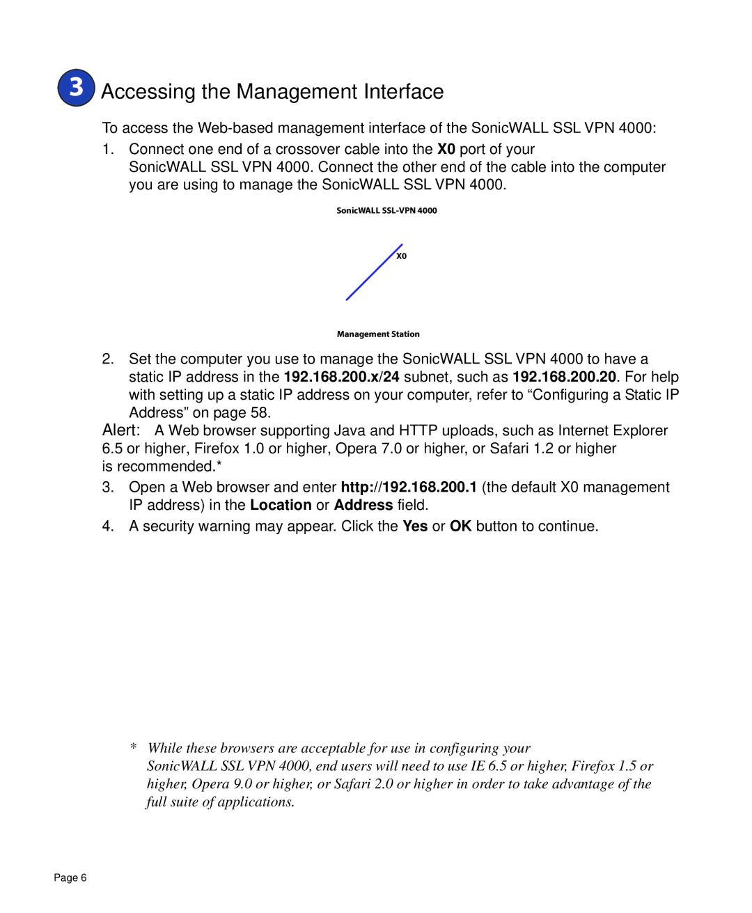 SonicWALL 4000 manual  Accessing the Management Interface 