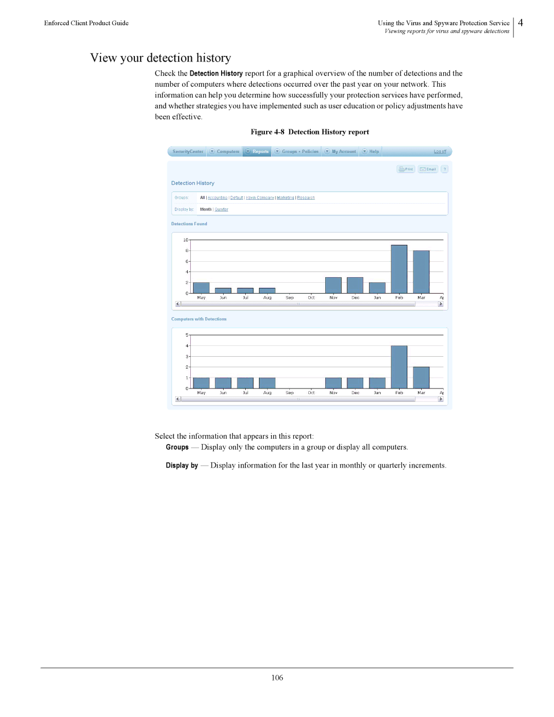 SonicWALL 4.5 manual View your detection history, Detection History report 