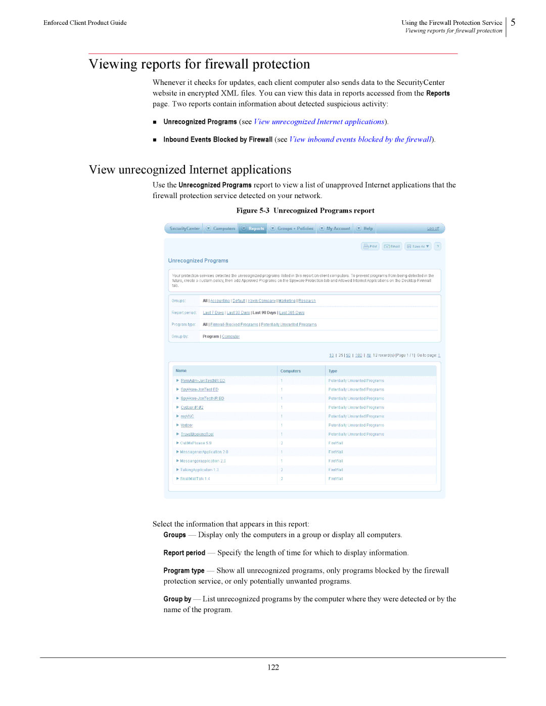 SonicWALL 4.5 manual Viewing reports for firewall protection, View unrecognized Internet applications 