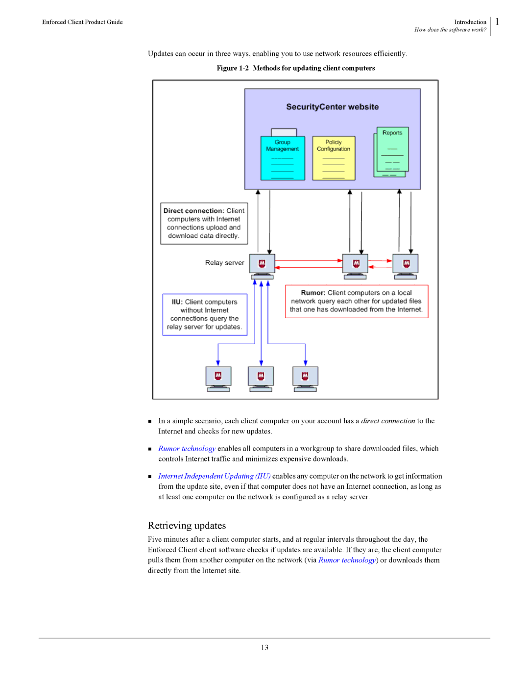 SonicWALL 4.5 manual Retrieving updates, Methods for updating client computers 