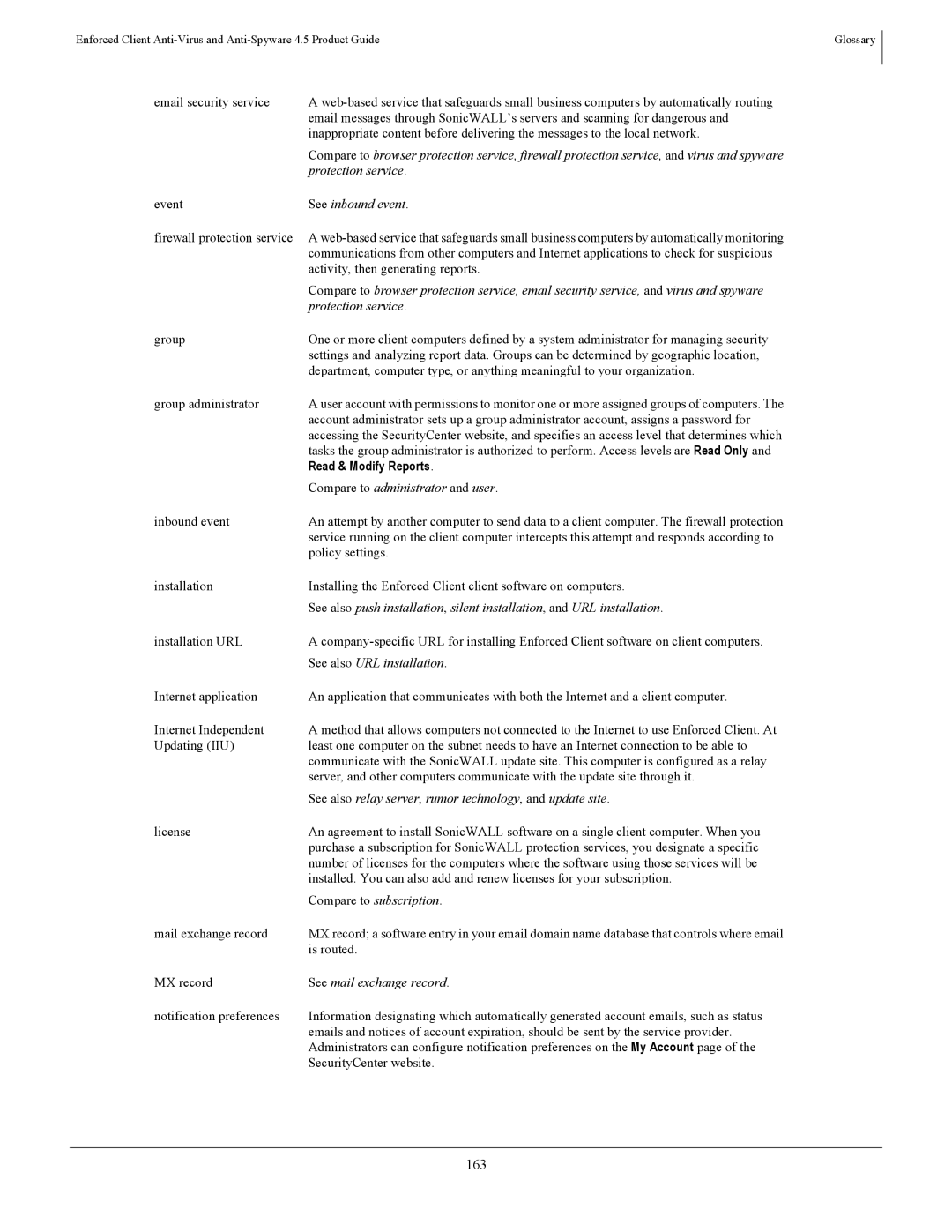 SonicWALL 4.5 manual 163, Read & Modify Reports 