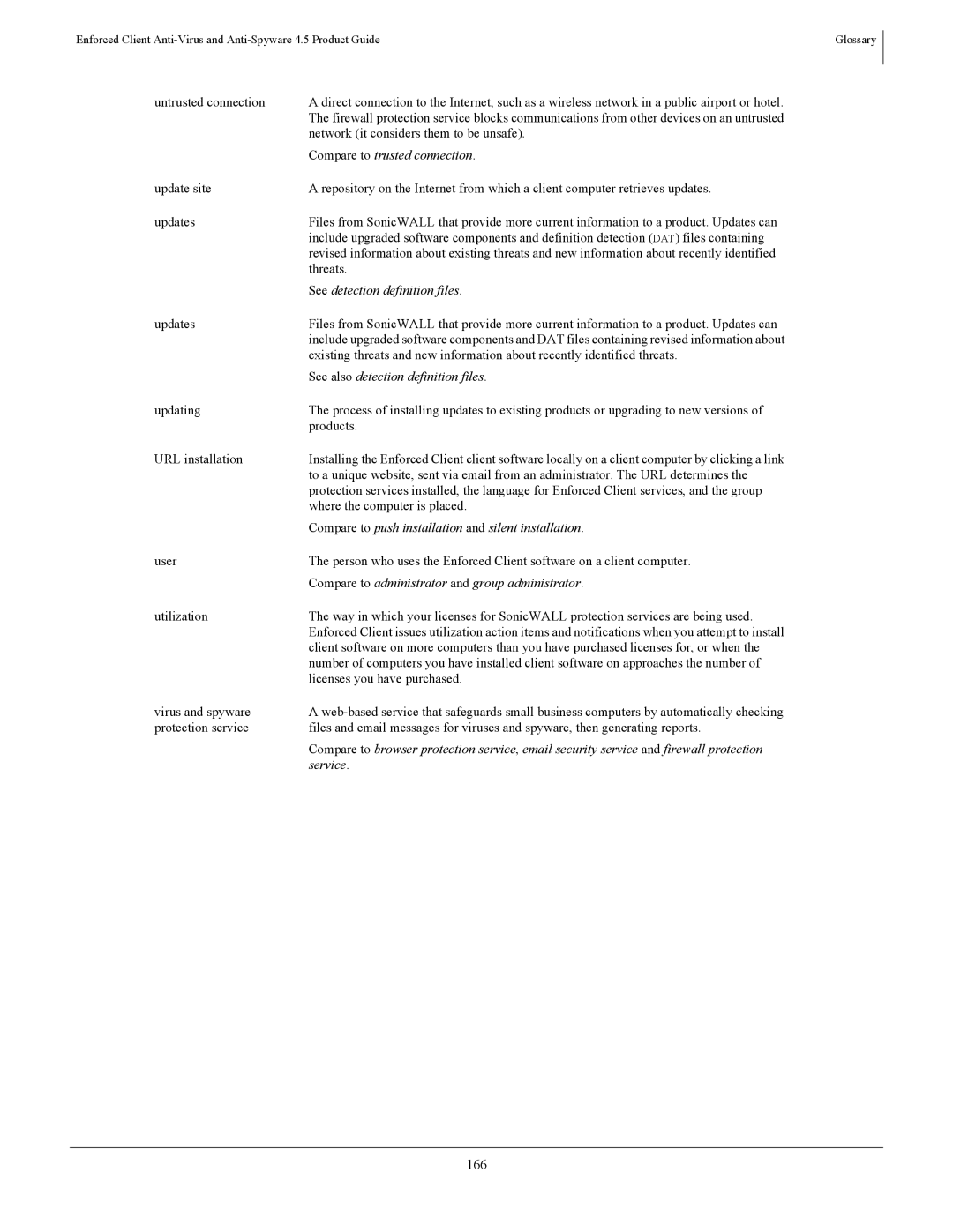 SonicWALL 4.5 manual 166, Untrusted connection, Network it considers them to be unsafe, Where the computer is placed 