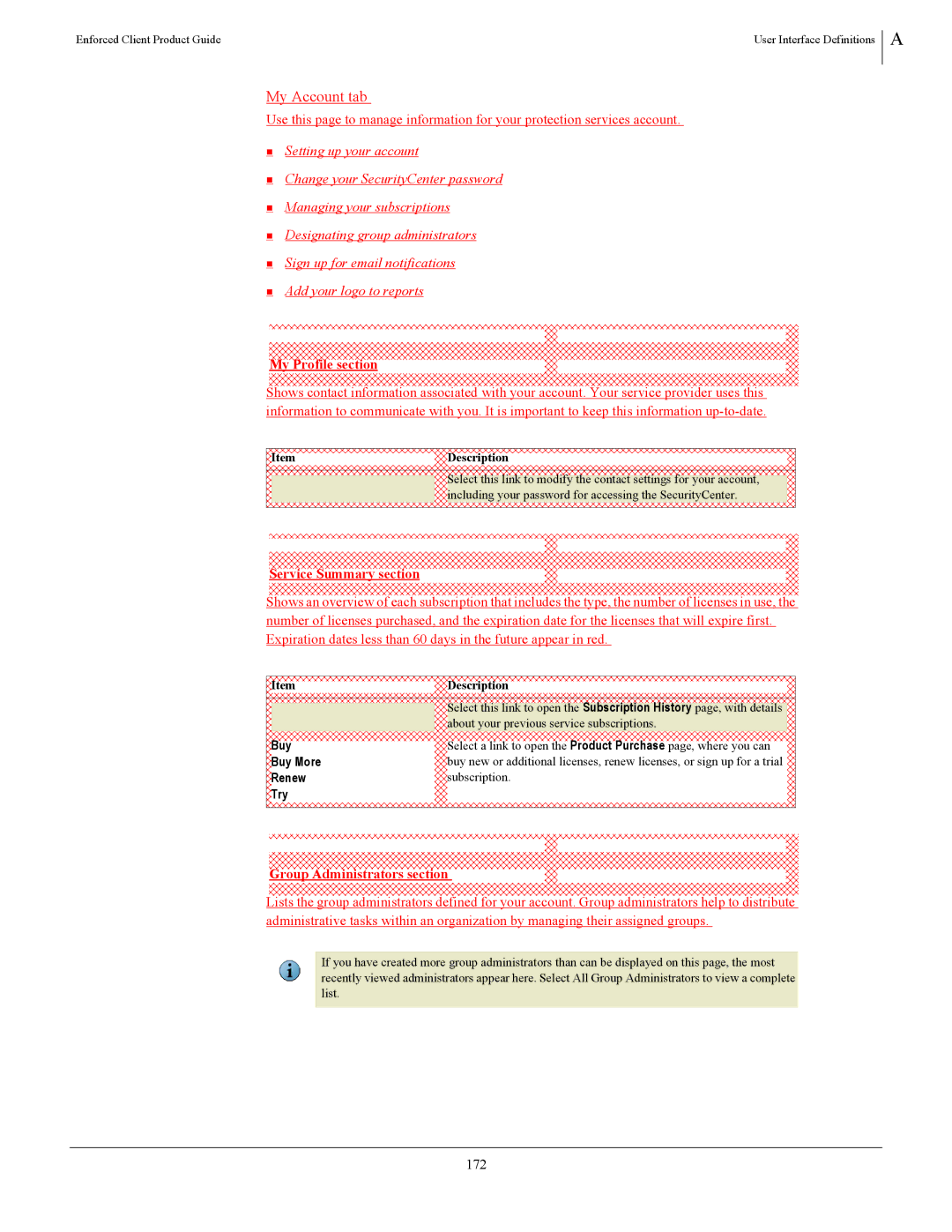 SonicWALL 4.5 manual My Account tab, 172, View subscription history, Try 