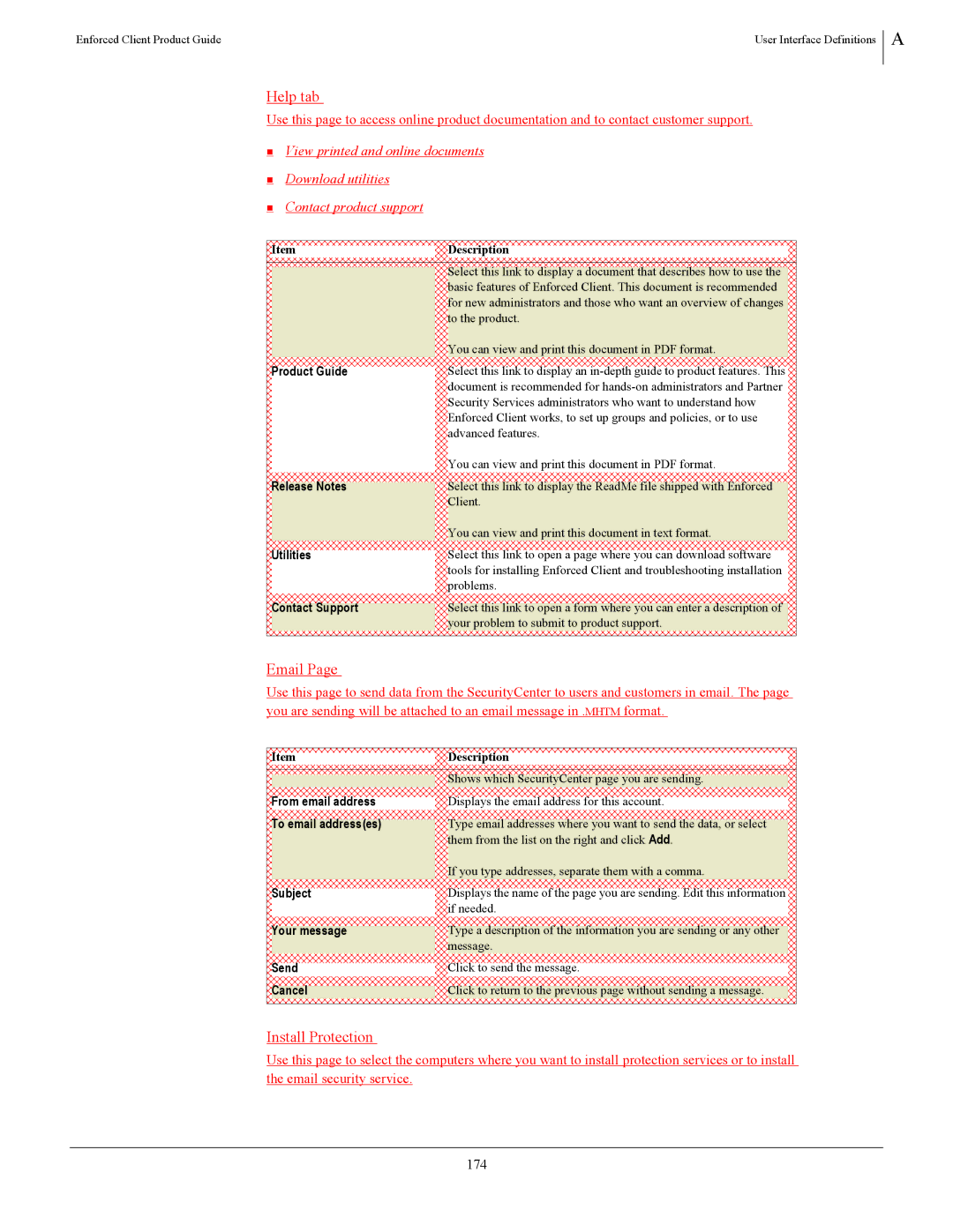 SonicWALL 4.5 manual Help tab, Install Protection, 174 