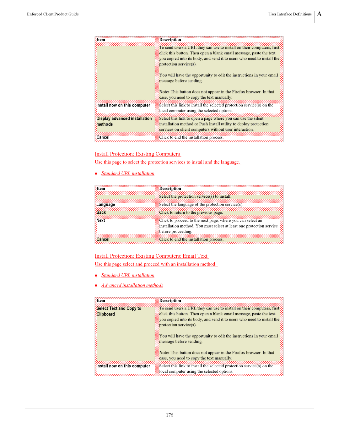 SonicWALL 4.5 manual Install Protection Existing Computers Email Text, 176 