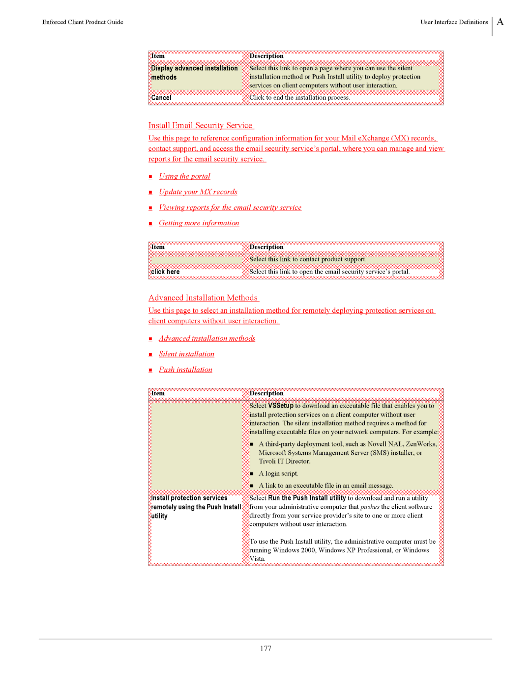 SonicWALL 4.5 manual Install Email Security Service, Advanced Installation Methods, 177 