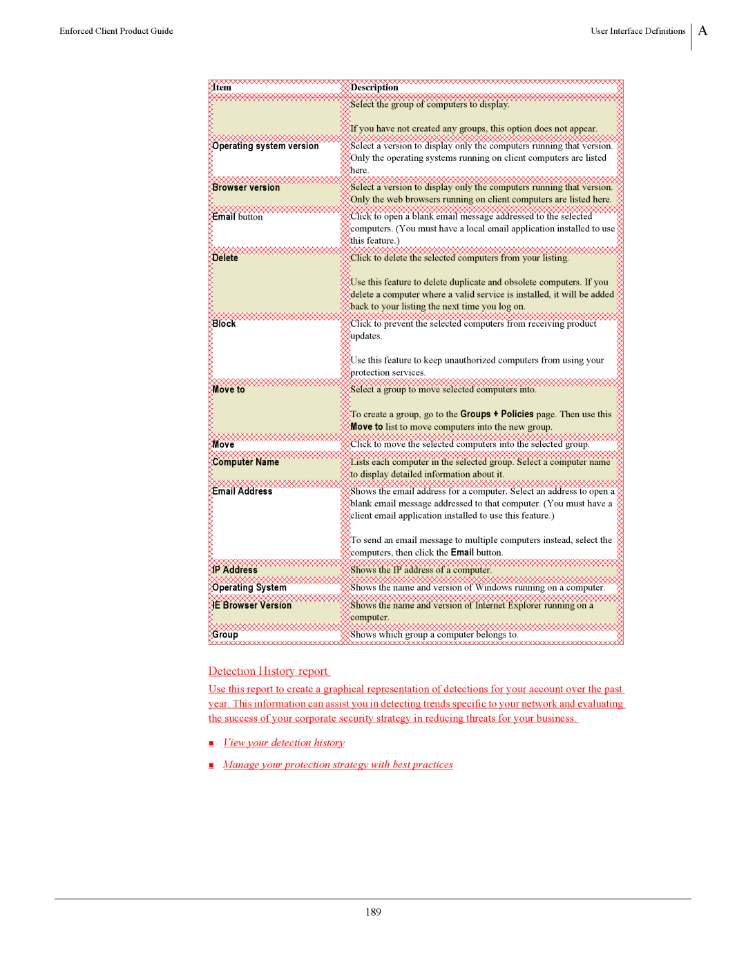 SonicWALL 4.5 manual Detection History report, 189 