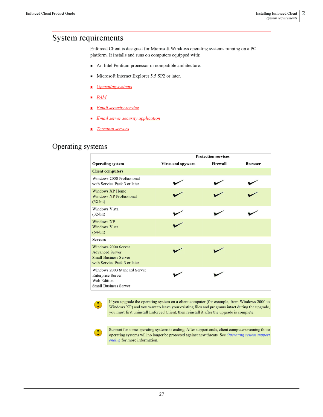 SonicWALL 4.5 manual System requirements, Operating systems, Servers 