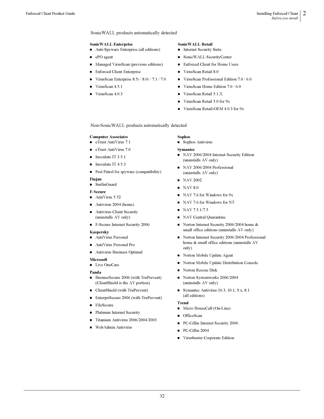 SonicWALL 4.5 manual Non-SonicWALL products automatically detected 