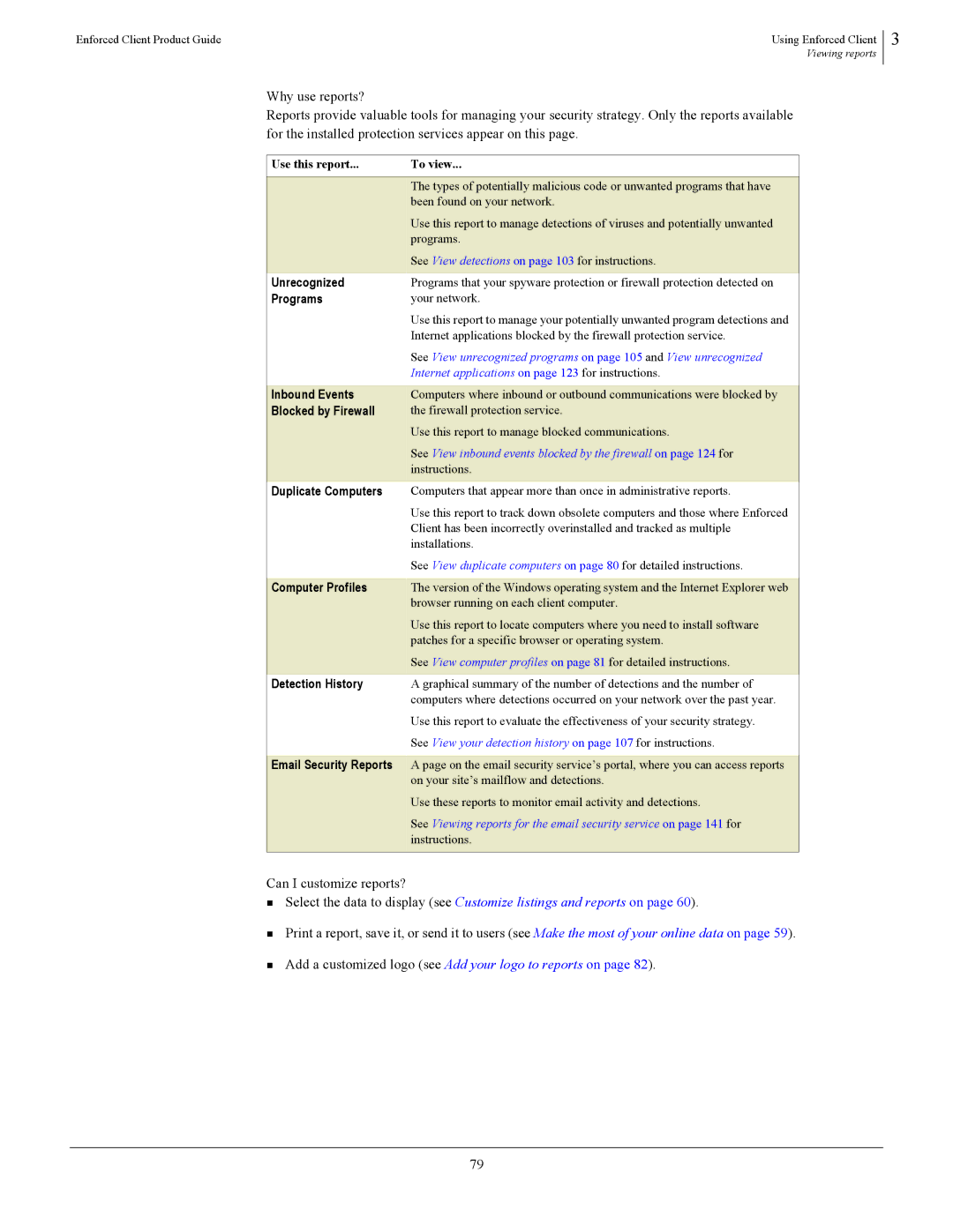 SonicWALL 4.5 manual Detections, Unrecognized, Programs, Inbound Events, Blocked by Firewall, Duplicate Computers 