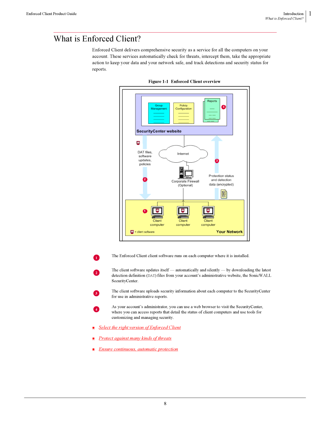 SonicWALL 4.5 manual What is Enforced Client?, Enforced Client overview 