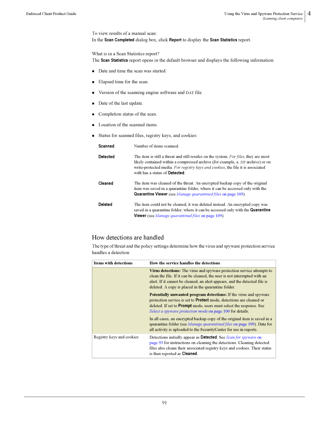 SonicWALL 4.5 manual How detections are handled, Scanned, Detected, Cleaned, Deleted 