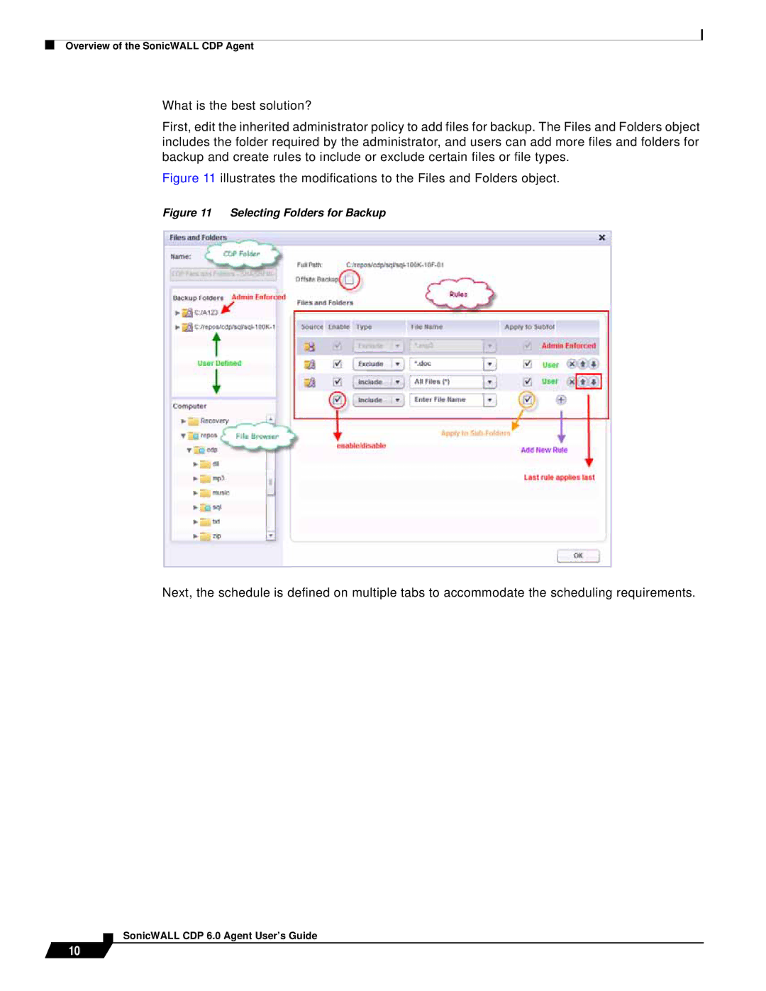 SonicWALL 6 manual Selecting Folders for Backup 