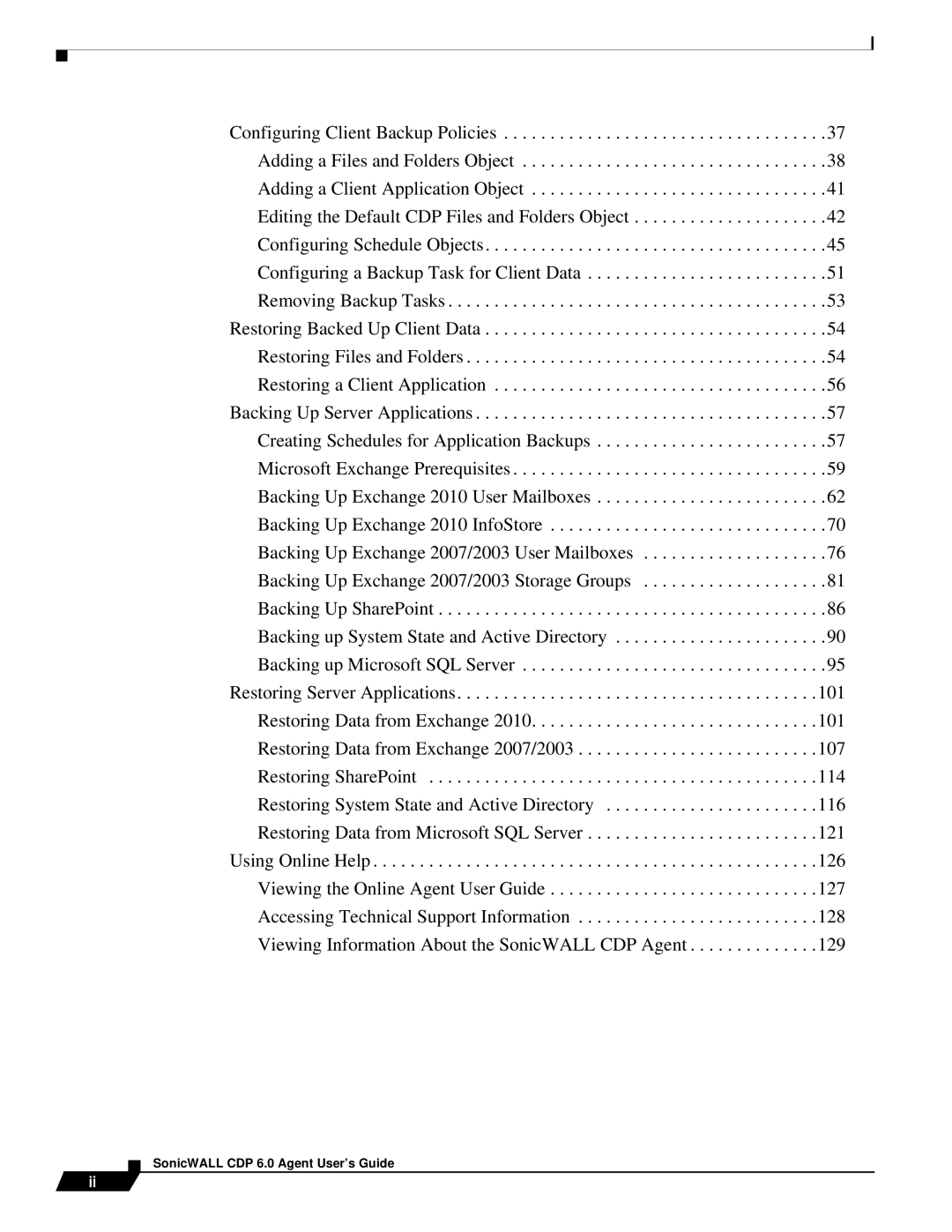 SonicWALL manual SonicWALL CDP 6.0 Agent User’s Guide 