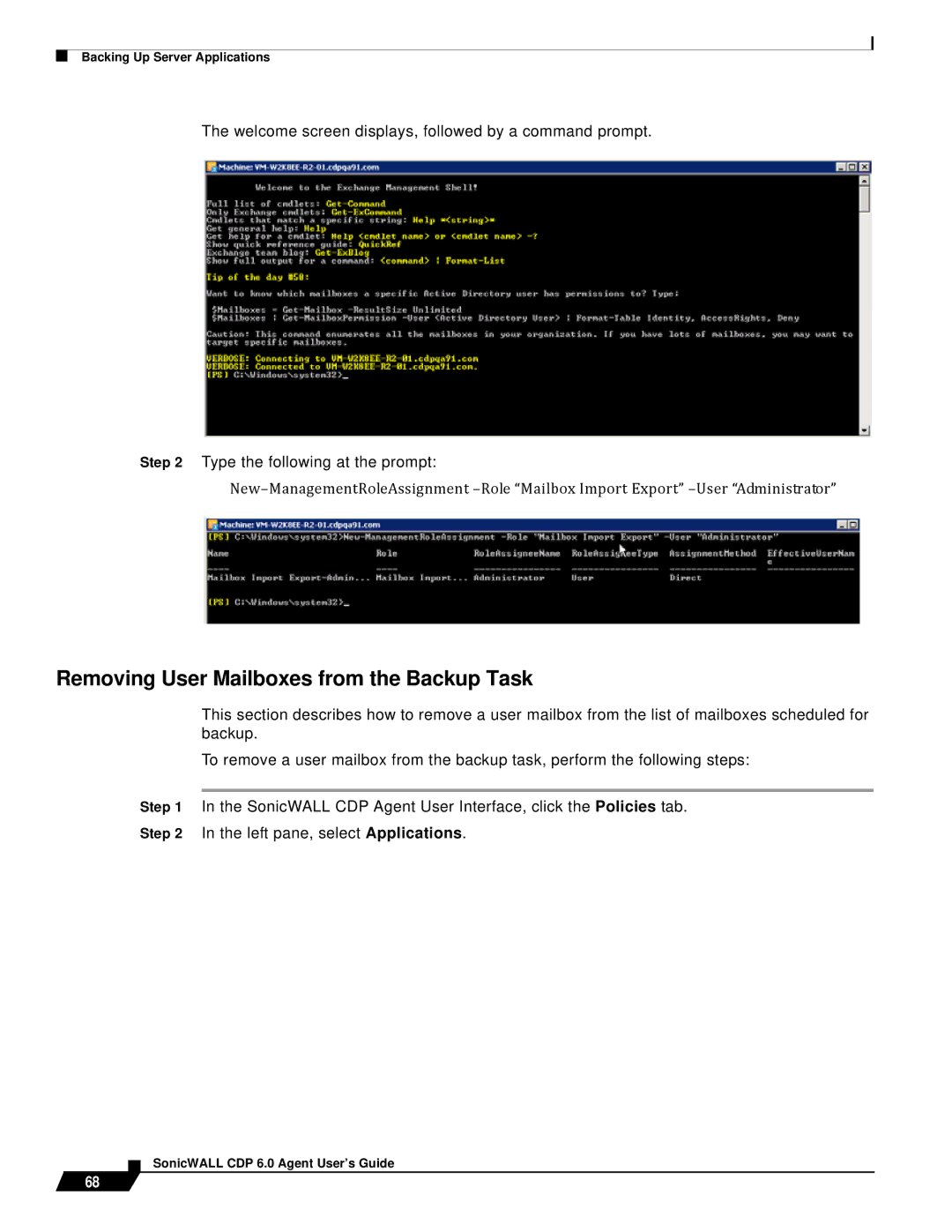 SonicWALL 6 manual Removing User Mailboxes from the Backup Task 