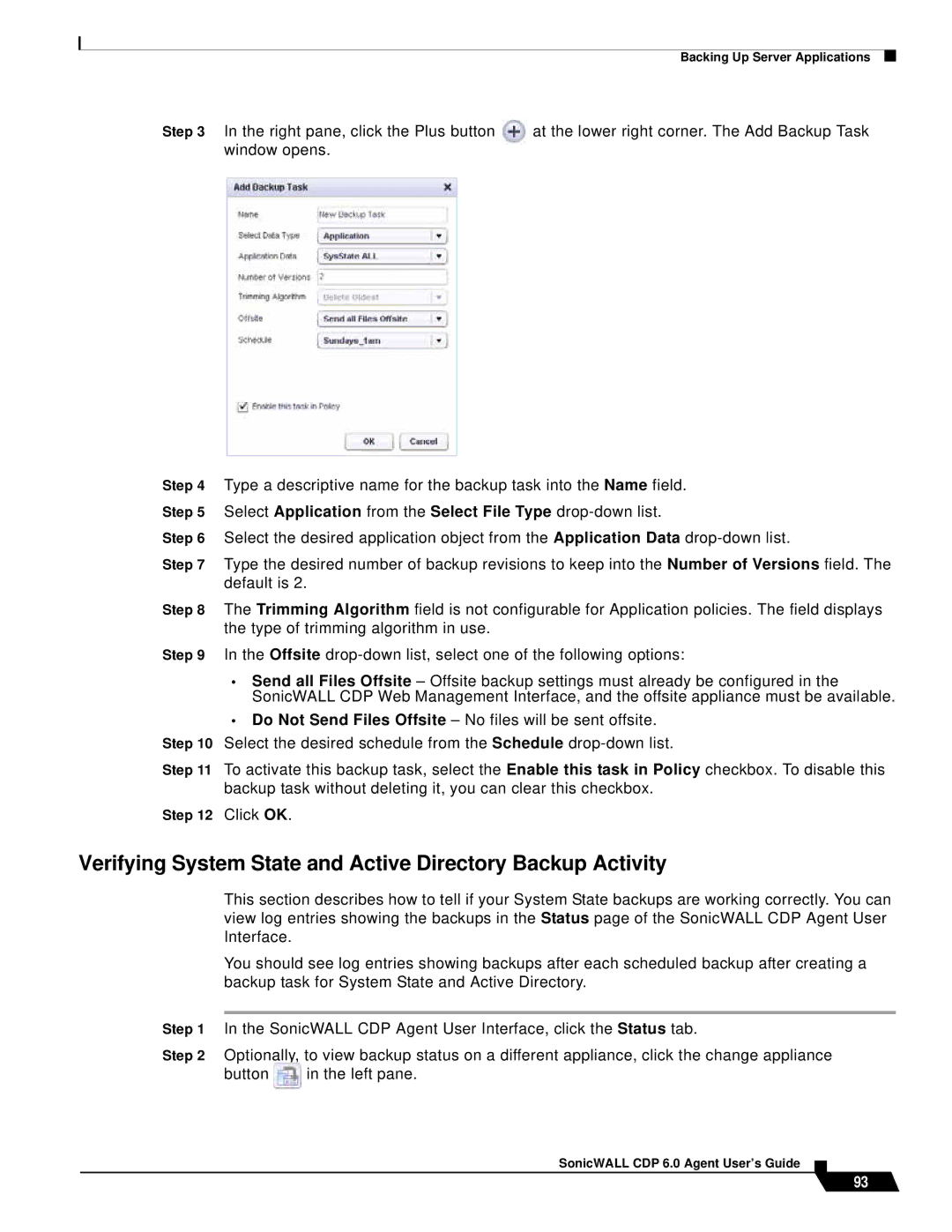 SonicWALL 6 manual Verifying System State and Active Directory Backup Activity 