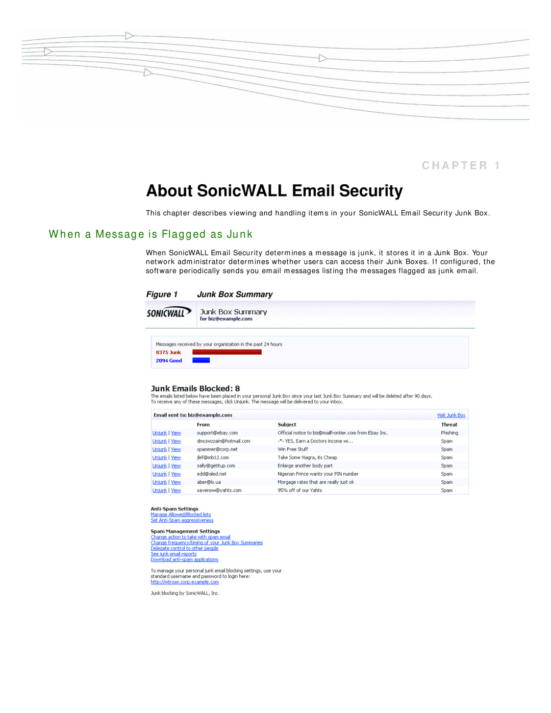 SonicWALL 7.2 manual About SonicWALL Email Security, When a Message is Flagged as Junk 