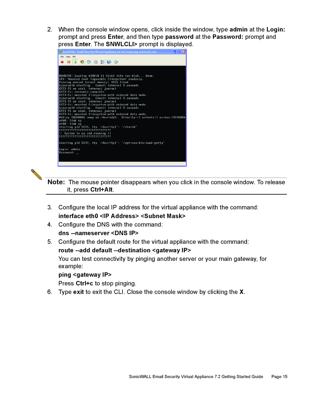 SonicWALL 7.2 manual Ping gateway IP 