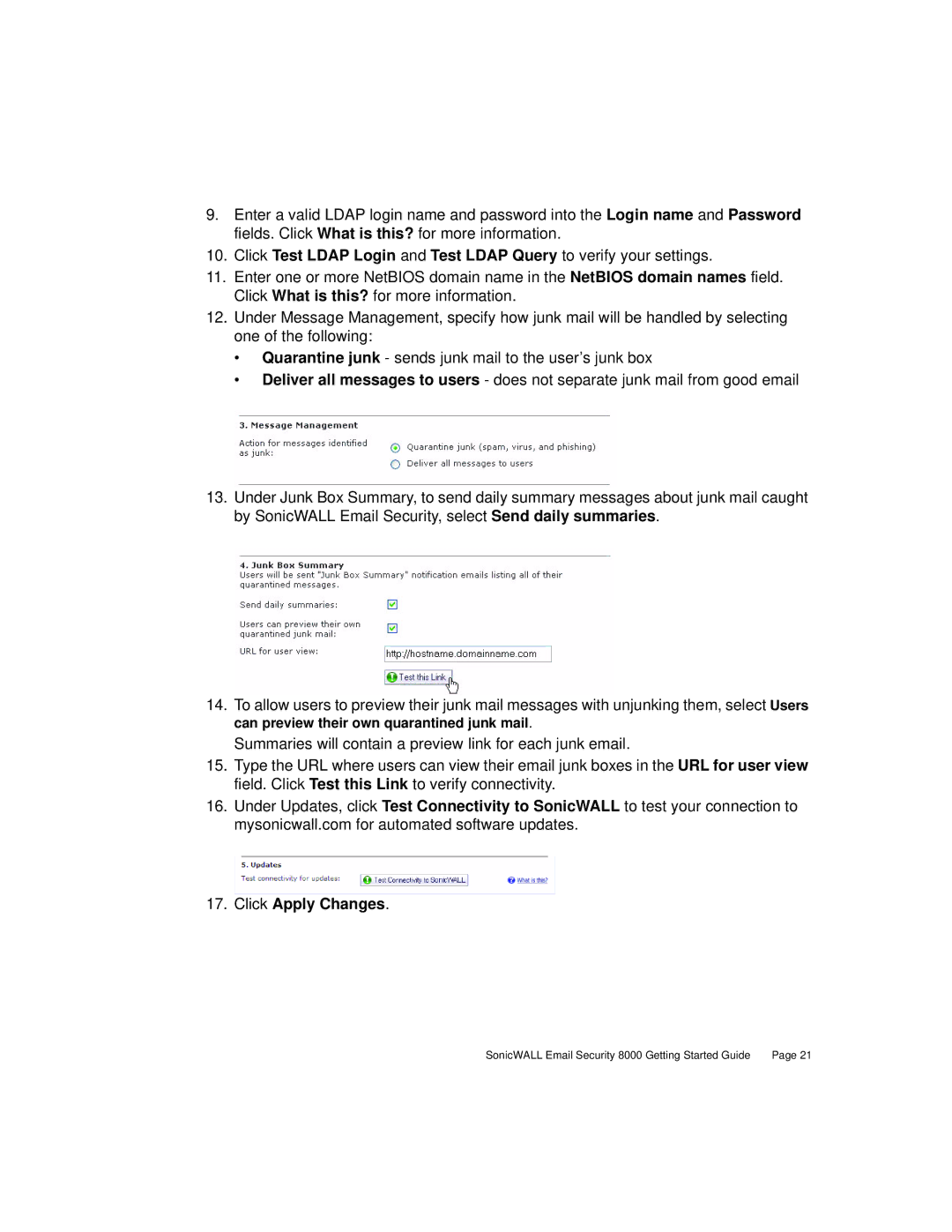 SonicWALL 8000 manual Click Apply Changes 