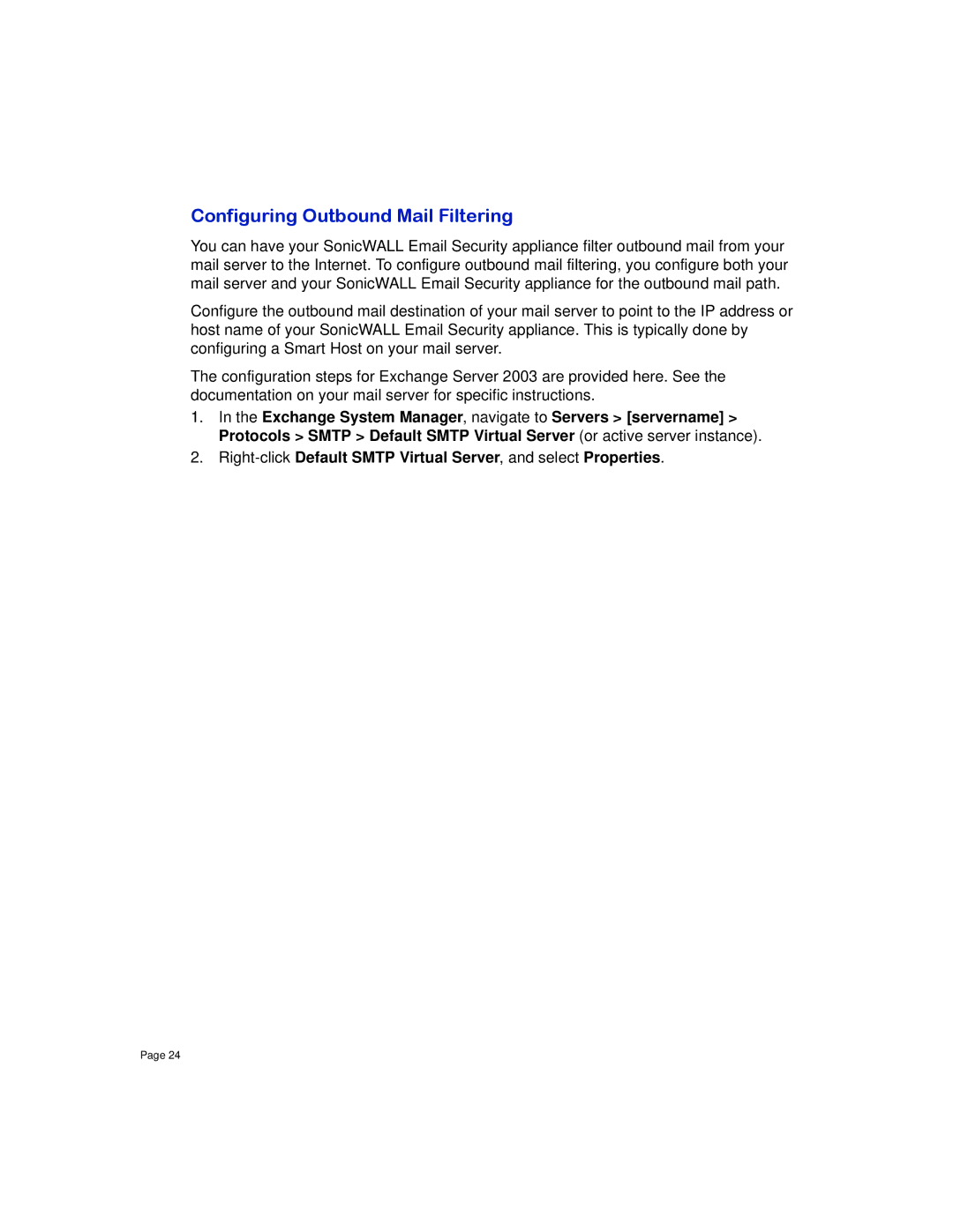 SonicWALL 8000 manual Configuring Outbound Mail Filtering 