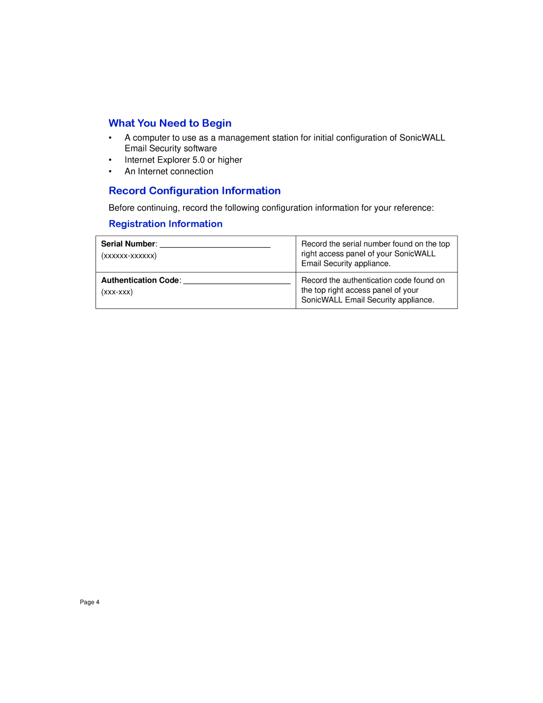 SonicWALL 8000 manual What You Need to Begin, Record Configuration Information 