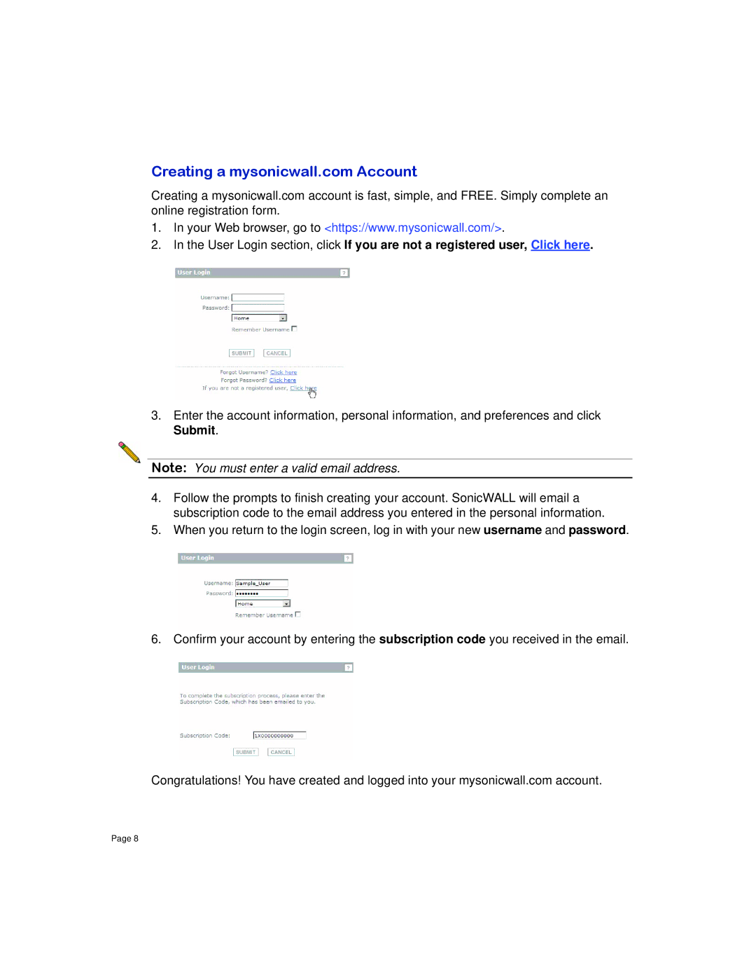 SonicWALL 8000 manual 