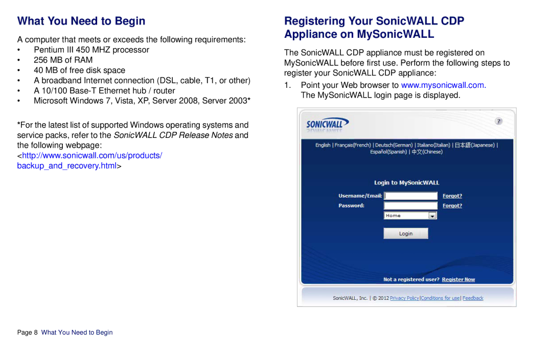 SonicWALL CDP 6080B manual What You Need to Begin, Registering Your SonicWALL CDP Appliance on MySonicWALL 