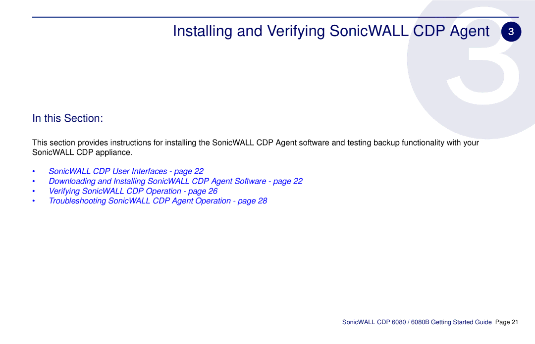 SonicWALL CDP 6080B manual Installing and Verifying SonicWALL CDP Agent 