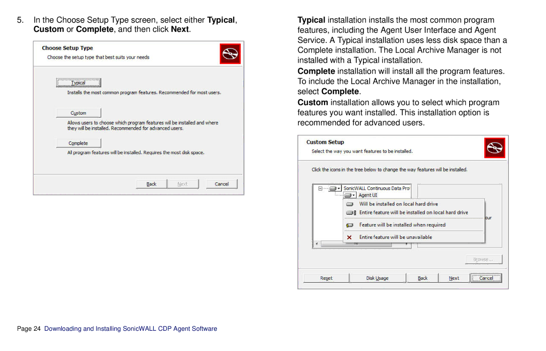 SonicWALL CDP 6080B manual Downloading and Installing SonicWALL CDP Agent Software 