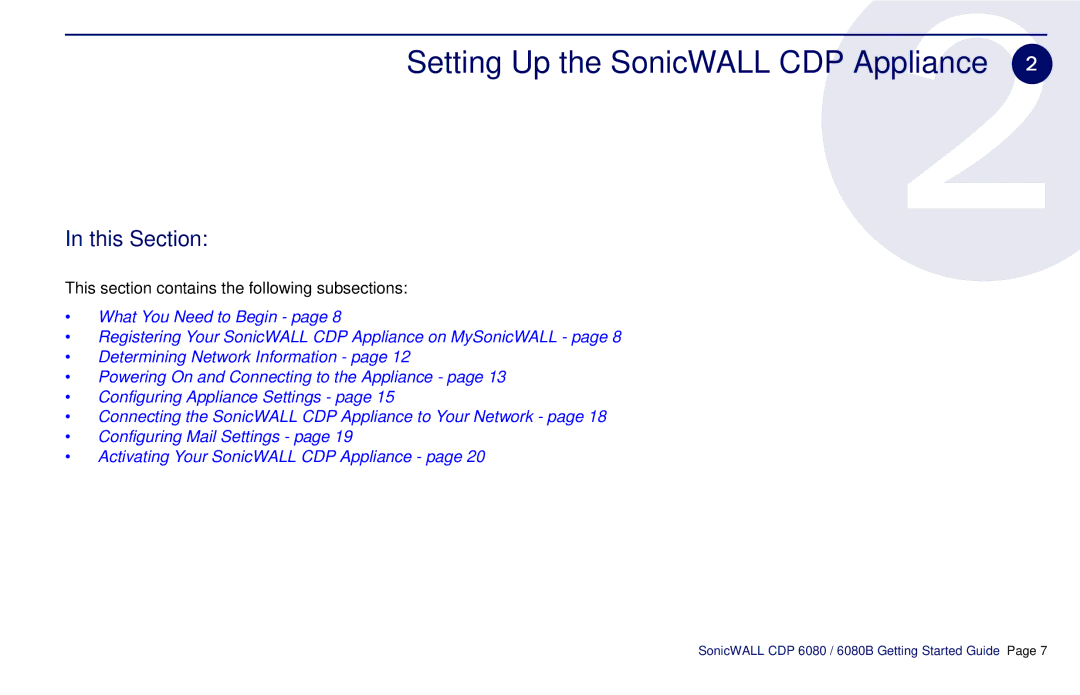 SonicWALL CDP 6080B manual Setting Up the SonicWALL CDP Appliance 