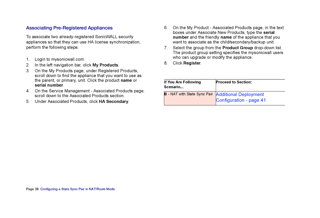 SonicWALL E6500 manual Associating Pre-Registered Appliances 