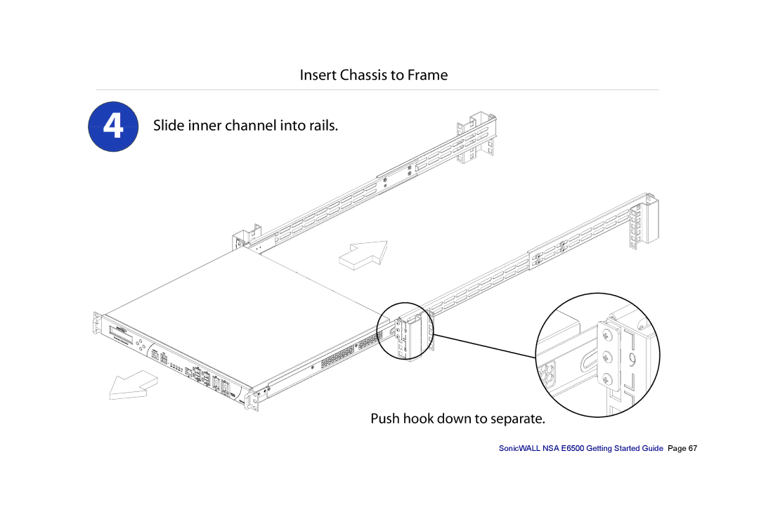 SonicWALL E6500 manual NSERTT#HASSISATOO&RAME  3LIDEIINNER CHANNELEINTOORAILS 