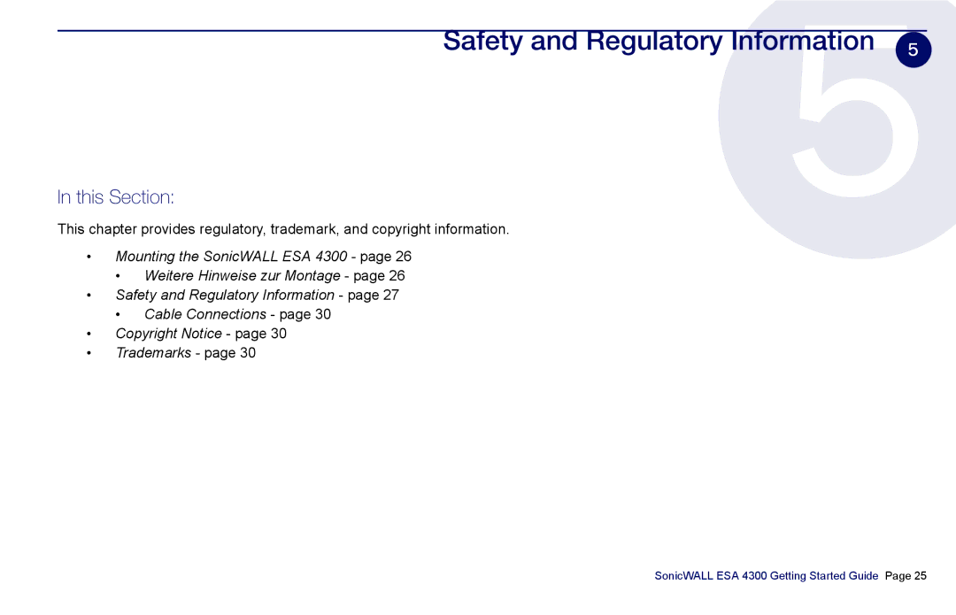 SonicWALL es4300 manual Safety and Regulatory Information, This Section 