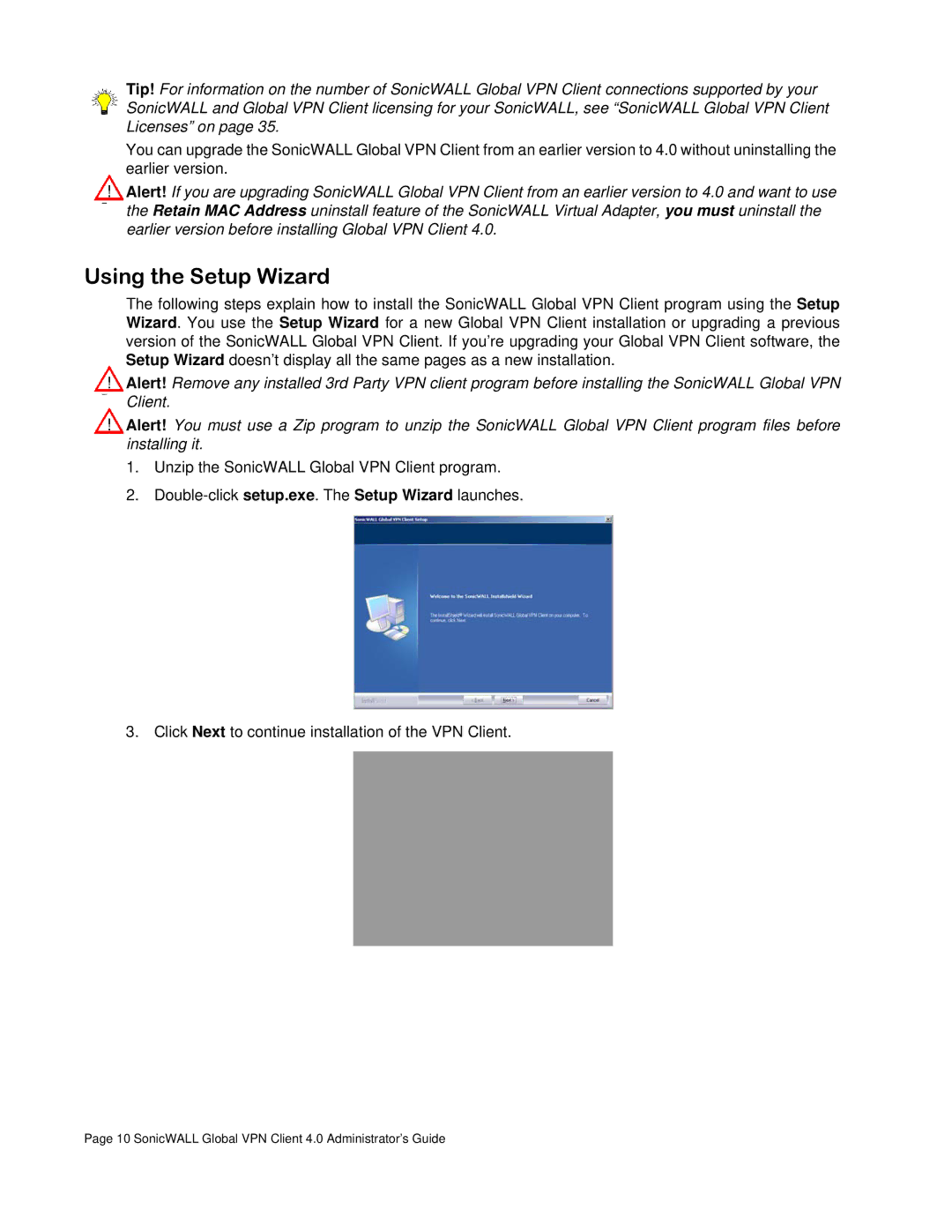 SonicWALL none manual Using the Setup Wizard 