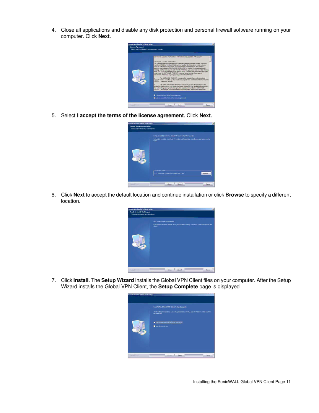 SonicWALL none manual Installing the SonicWALL Global VPN Client 