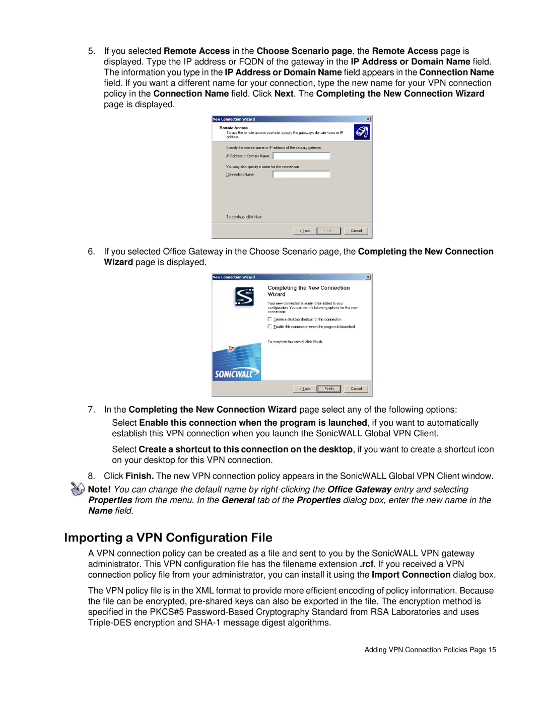 SonicWALL none manual Importing a VPN Configuration File 