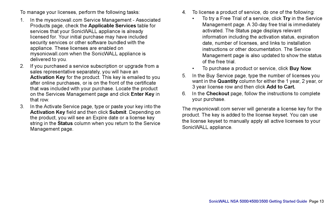 SonicWALL manual SonicWALL NSA 5000/4500/3500 Getting Started Guide 