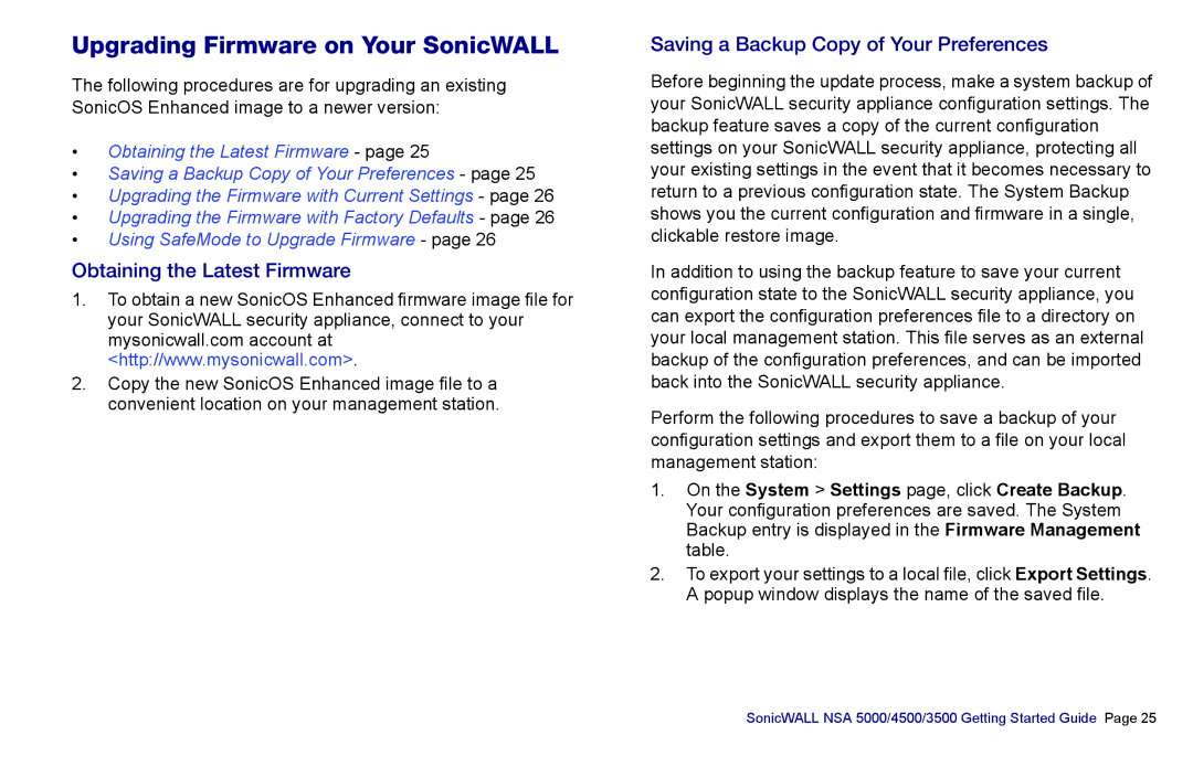 SonicWALL 4500, NSA 5000, 3500 manual Upgrading Firmware on Your SonicWALL, Obtaining the Latest Firmware 